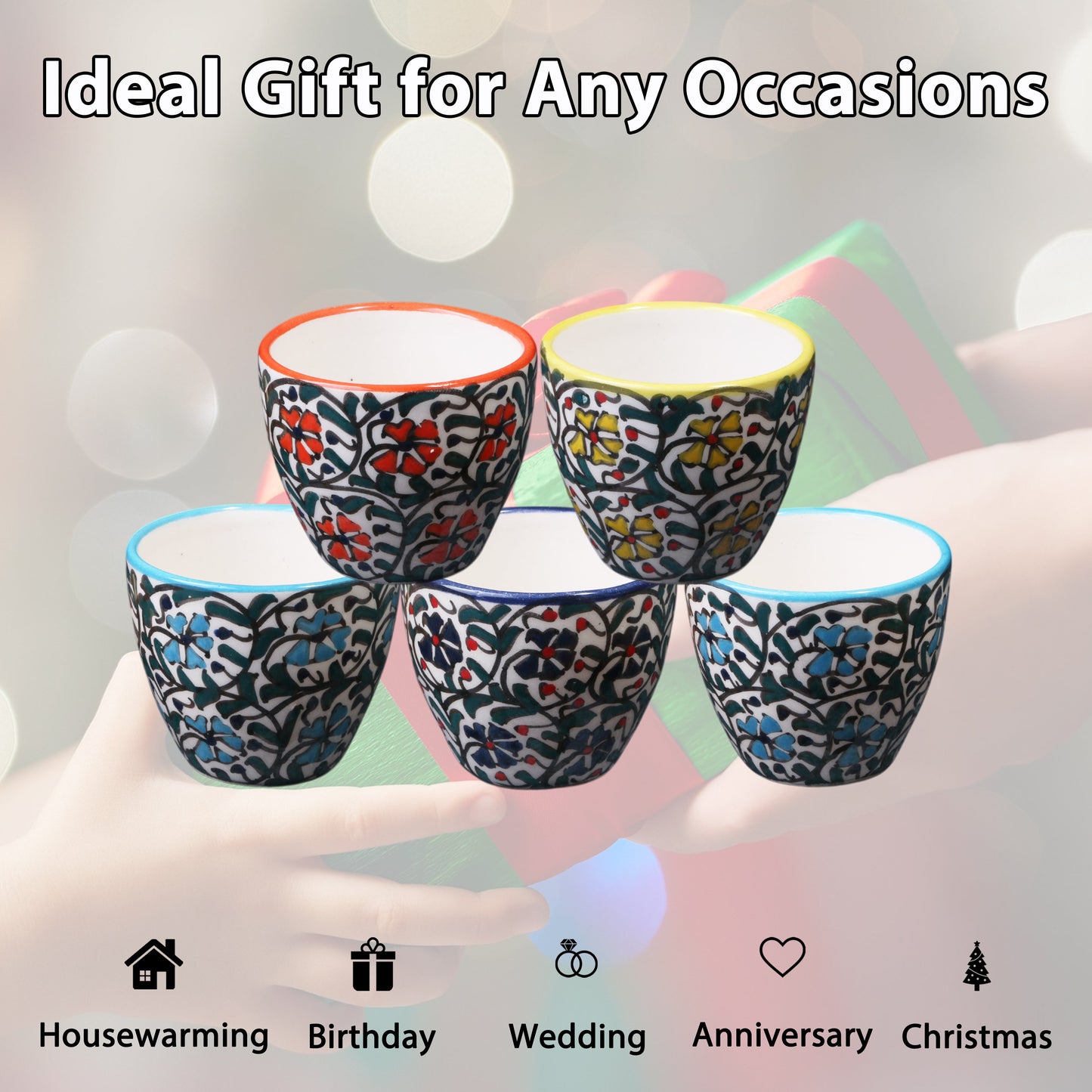 Ceramic Espresso Cups, 2.5 Oz Espresso Cups Set of 5