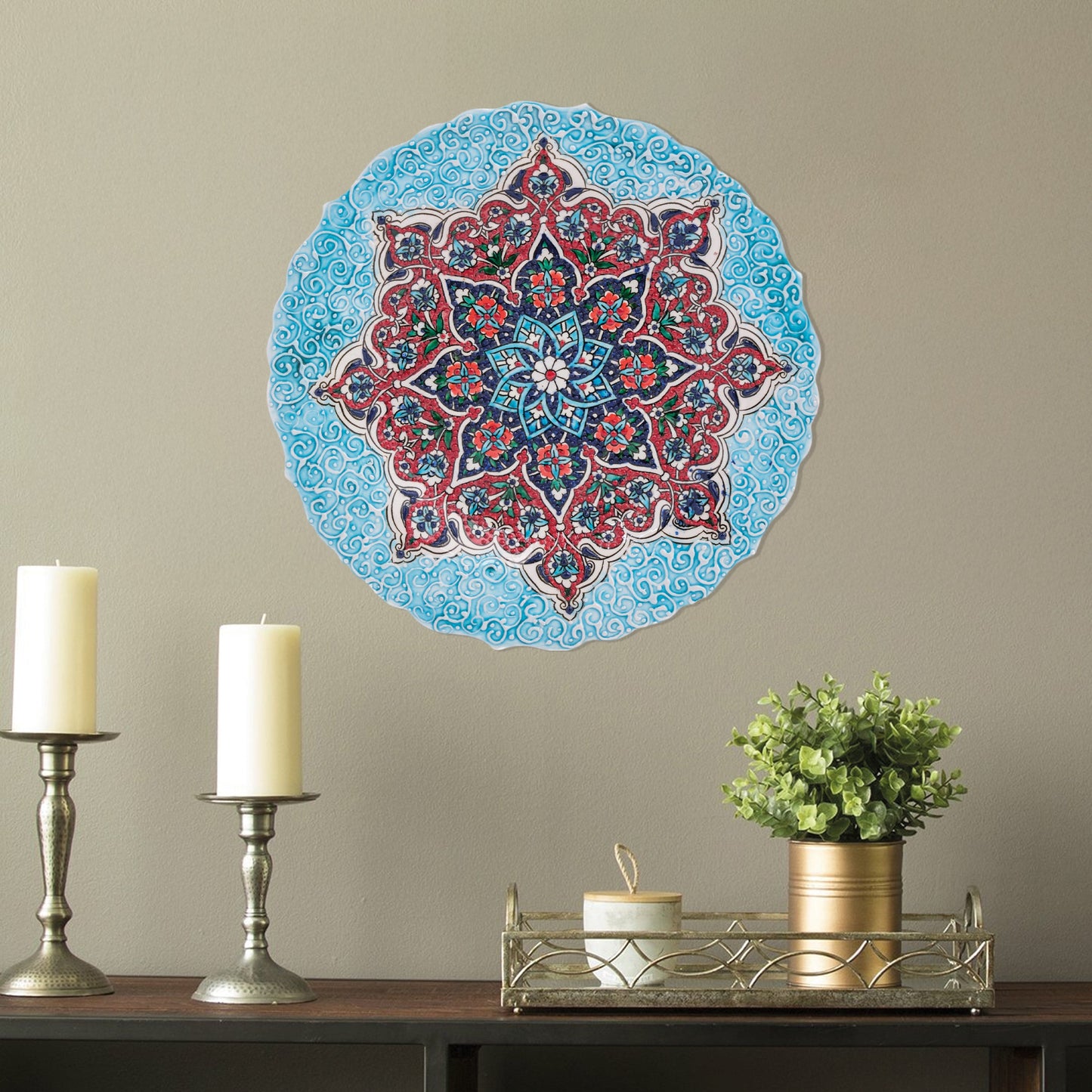 Ceramic Decorative Plate, Mandala Bloom Decorative Plate