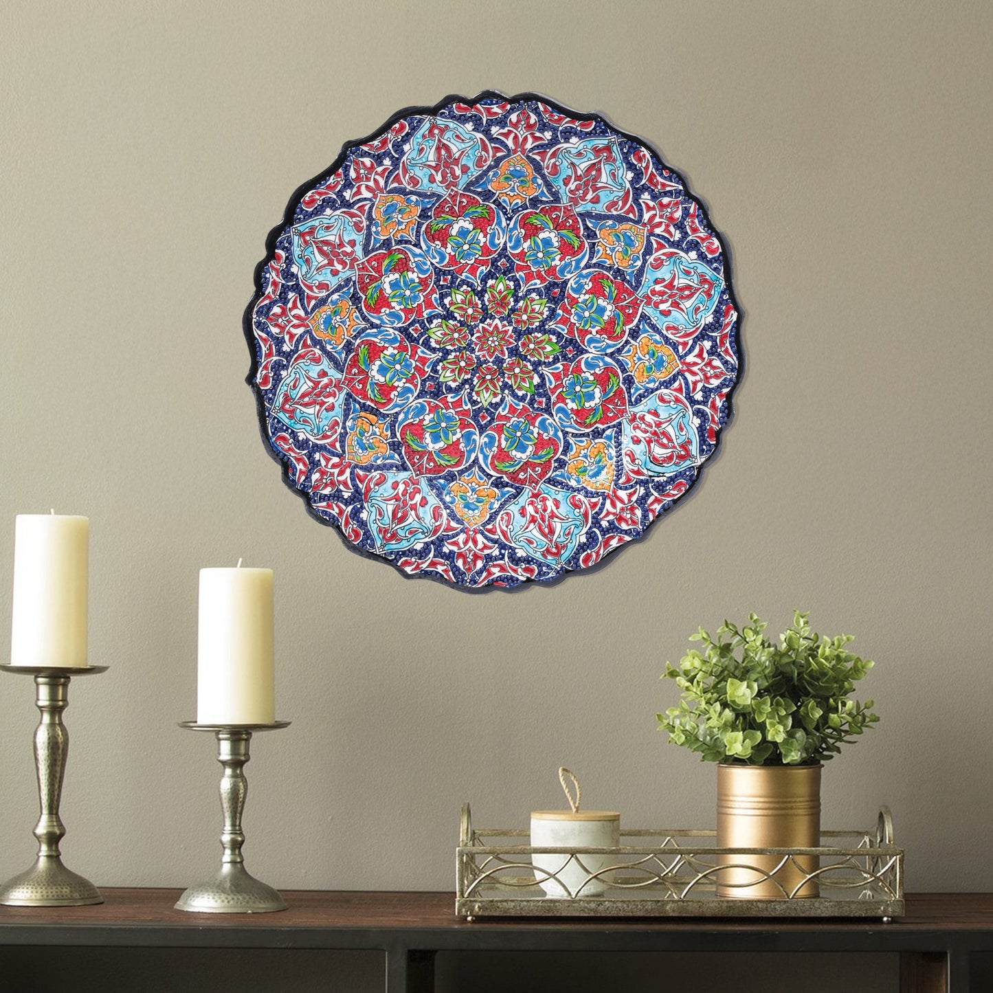 Ceramic Decorative Plate, Royal Mandala Decorative Plate