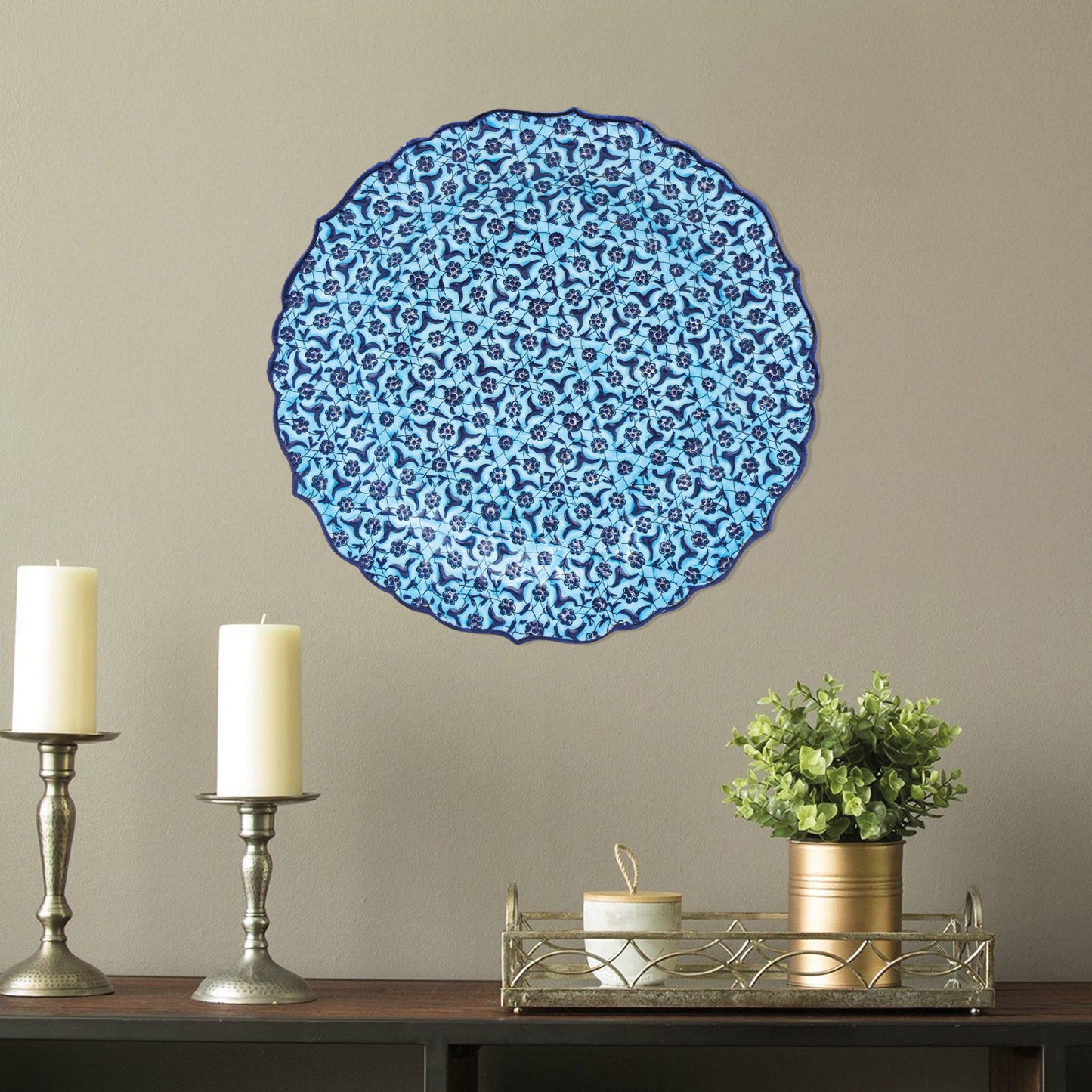 Ceramic Decorative Plate, Sapphire Lace Decorative Plate