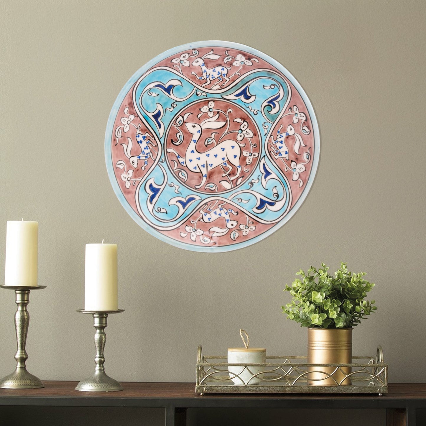 Ceramic Decorative Plate, Mystic Deer Decorative Plate