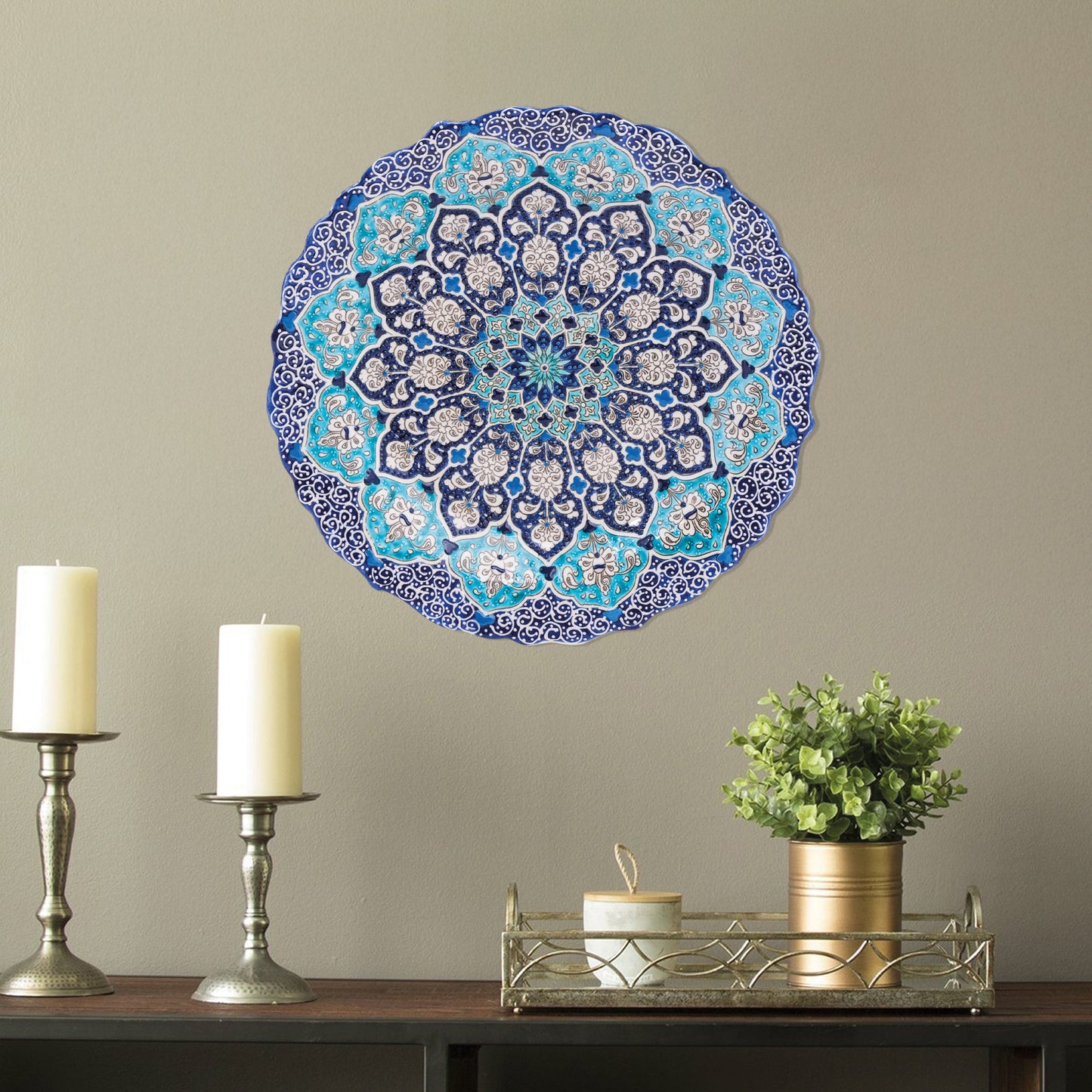 Ceramic Decorative Plate, Sapphire Blossom Decorative Plate