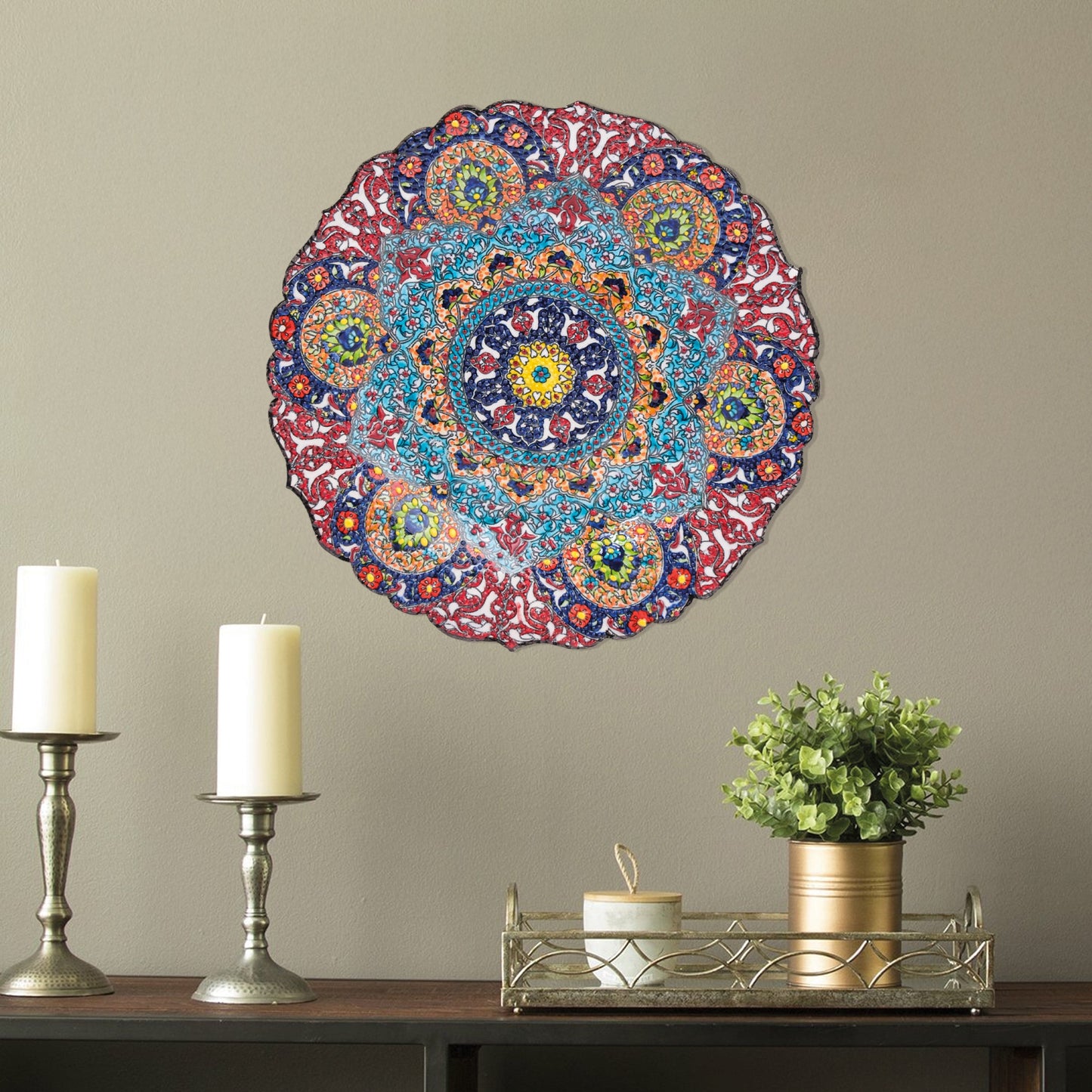 Ceramic Decorative Plate, Mandala Radiance Decorative Plate