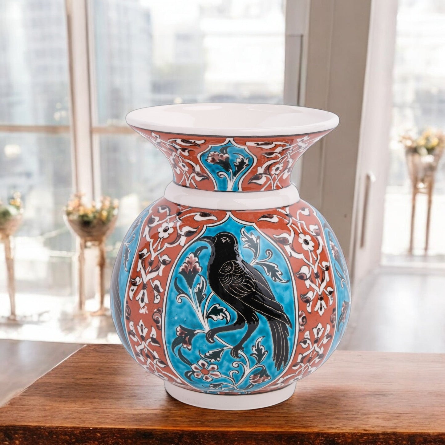 Handmade Ceramic Decorative Vase, Raven Elegance Ceramic Vase