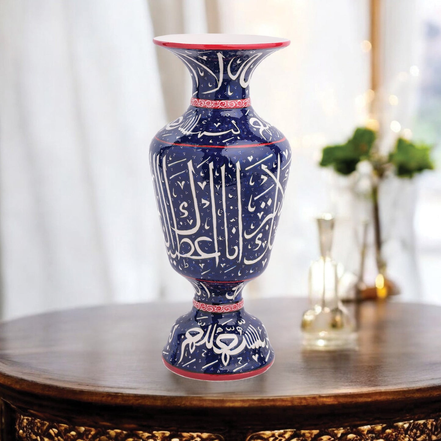 Handmade Ceramic Decorative Vase, Calligraphy Elegance Ceramic Vase