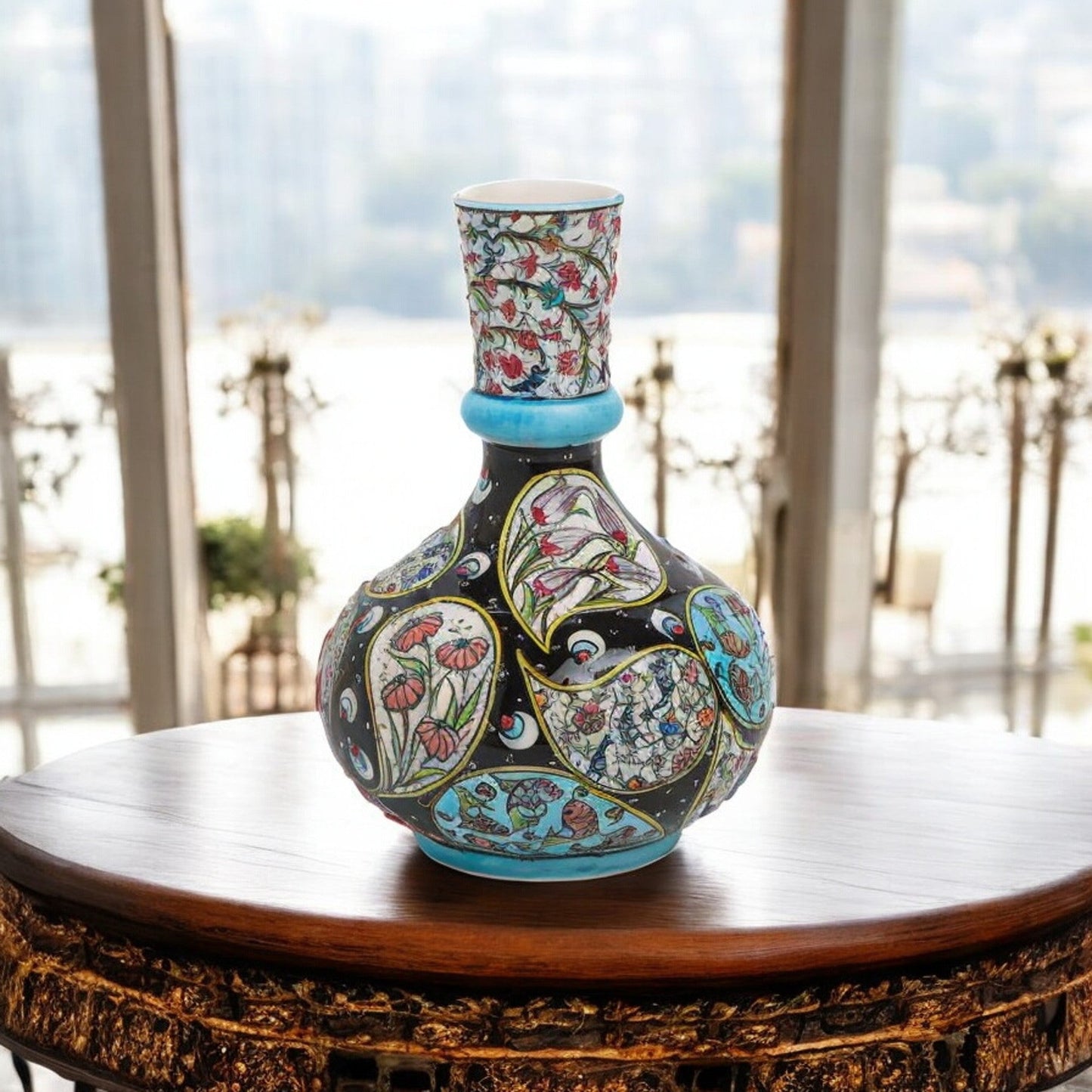 Handmade Ceramic Decorative Vase, Night Garden Ceramic Vase