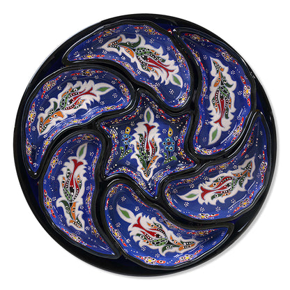 Decorative snack serving trays set with paisley patterns on a white background