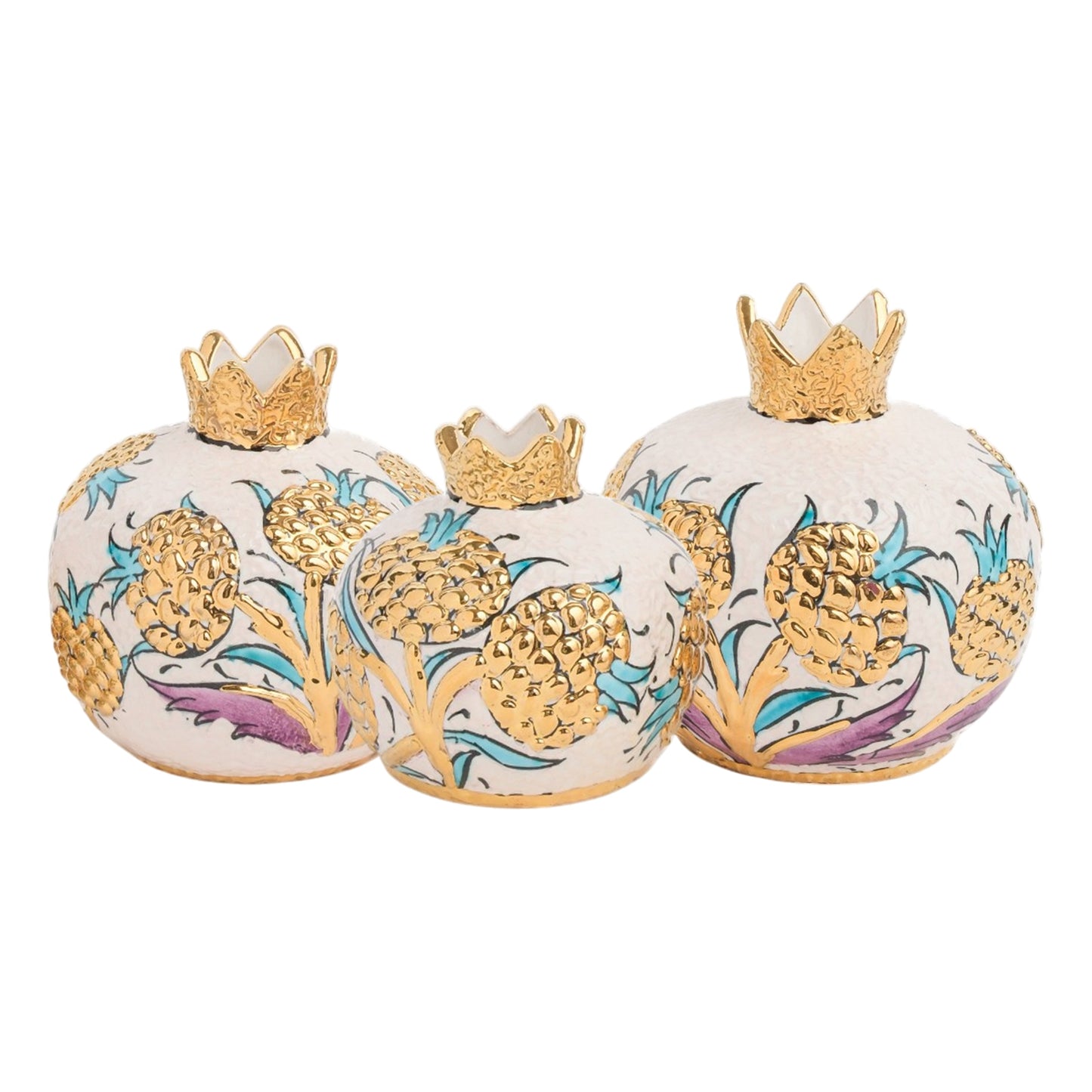 Handmade Ceramic Pomegranate Vase, Golden Vase Home Decor