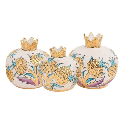 Handmade Ceramic Pomegranate Vase, Golden Vase Home Decor