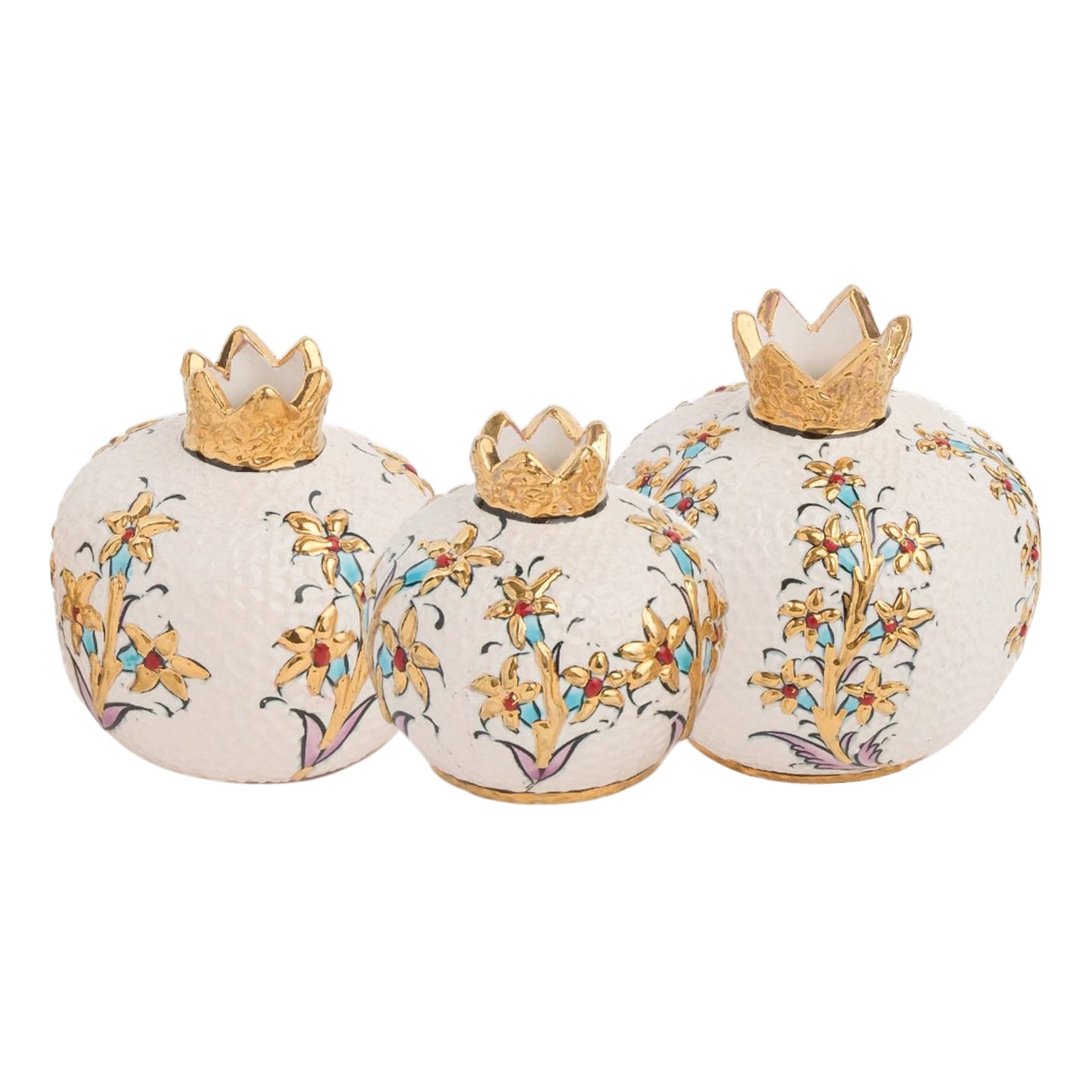 Handmade Ceramic Pomegranate Vase, Golden Vase Home Decor