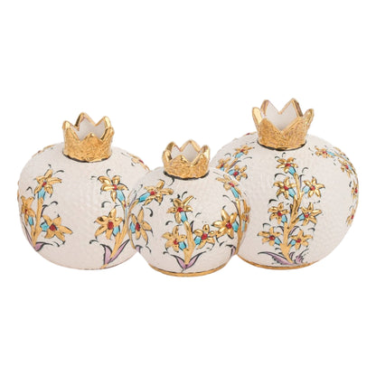 Handmade Ceramic Pomegranate Vase, Golden Vase Home Decor
