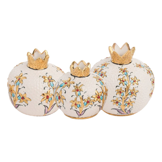 Handmade Ceramic Pomegranate Vase, Golden Vase Home Decor