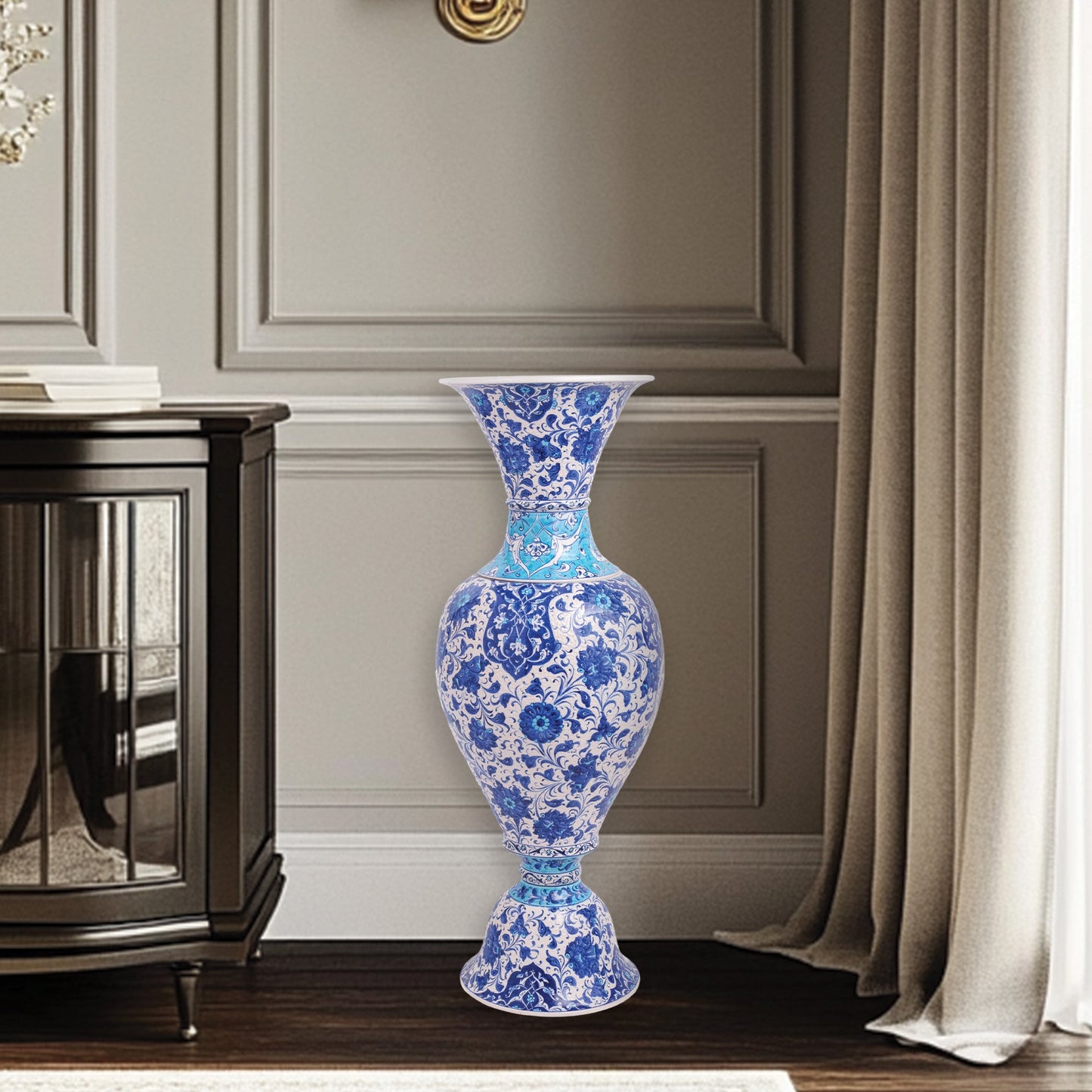 Handmade Ceramic Decorative Vase, Sapphire Elegance Ceramic Vase