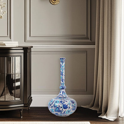 Handmade Ceramic Decorative Vase, Blue Bloom Ceramic Vase