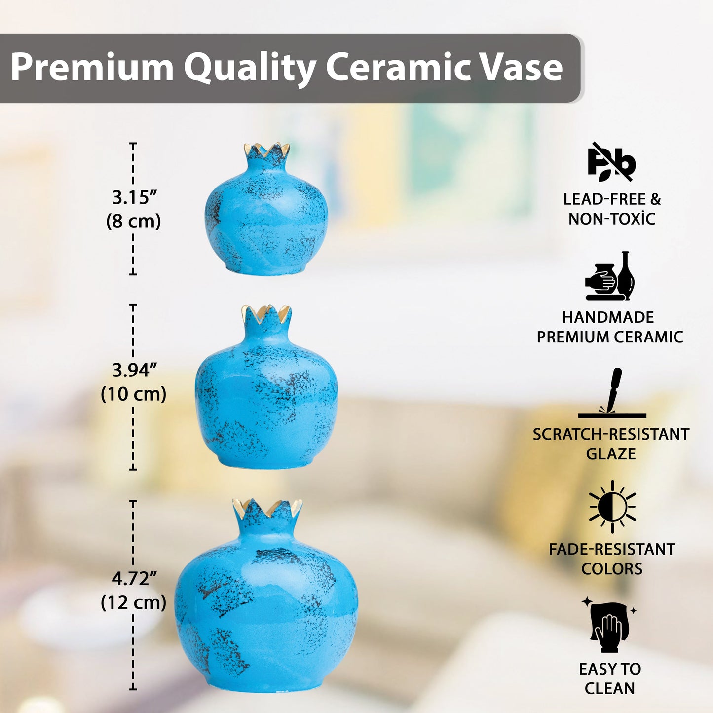 Handmade Ceramic Pomegranate Vase, Ceramic Vase Home Decor