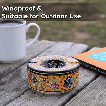 handmade ceramic ashtray, ashtray with lid for outdoor