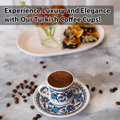 Handmade Porcelain Turkish Coffee Cups, Turkish Coffee Cup with Saucer Sets