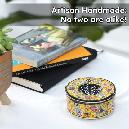 handmade ceramic ashtray, ashtray with lid for outdoor