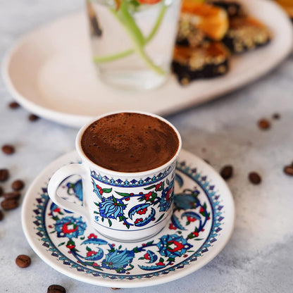 Handmade Porcelain Turkish Coffee Cups, Turkish Coffee Cup with Saucer Sets