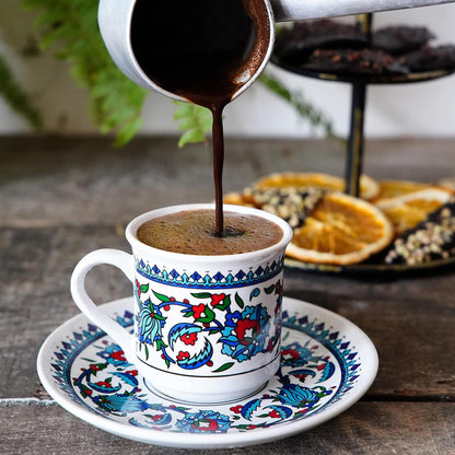 Handmade Porcelain Turkish Coffee Cups, Turkish Coffee Cup with Saucer Sets