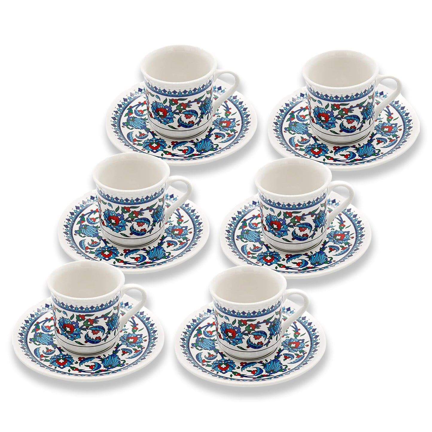 Handmade Porcelain Turkish Coffee Cups, Turkish Coffee Cup with Saucer Sets
