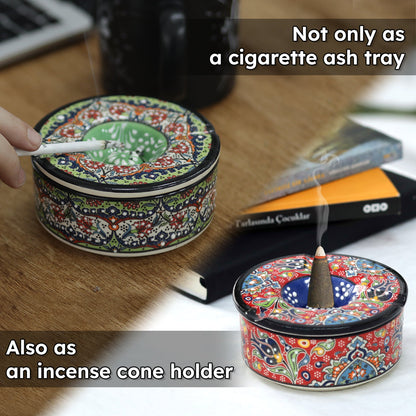 handmade ceramic ashtray, ashtray with lid for outdoor