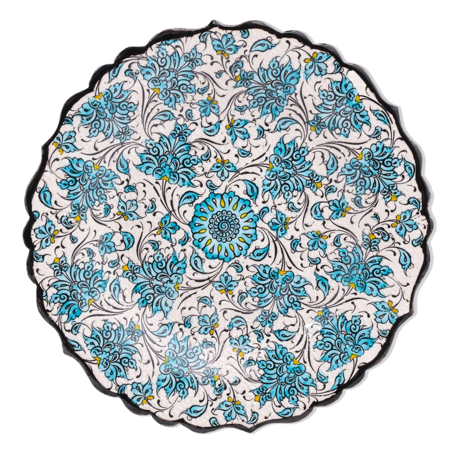 Ceramic Decorative Plate, Turquoise Bloom Decorative Plate