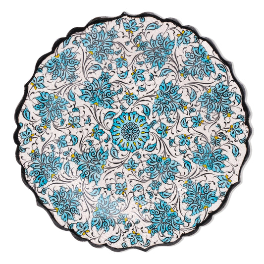 Ceramic Decorative Plate, Turquoise Bloom Decorative Plate