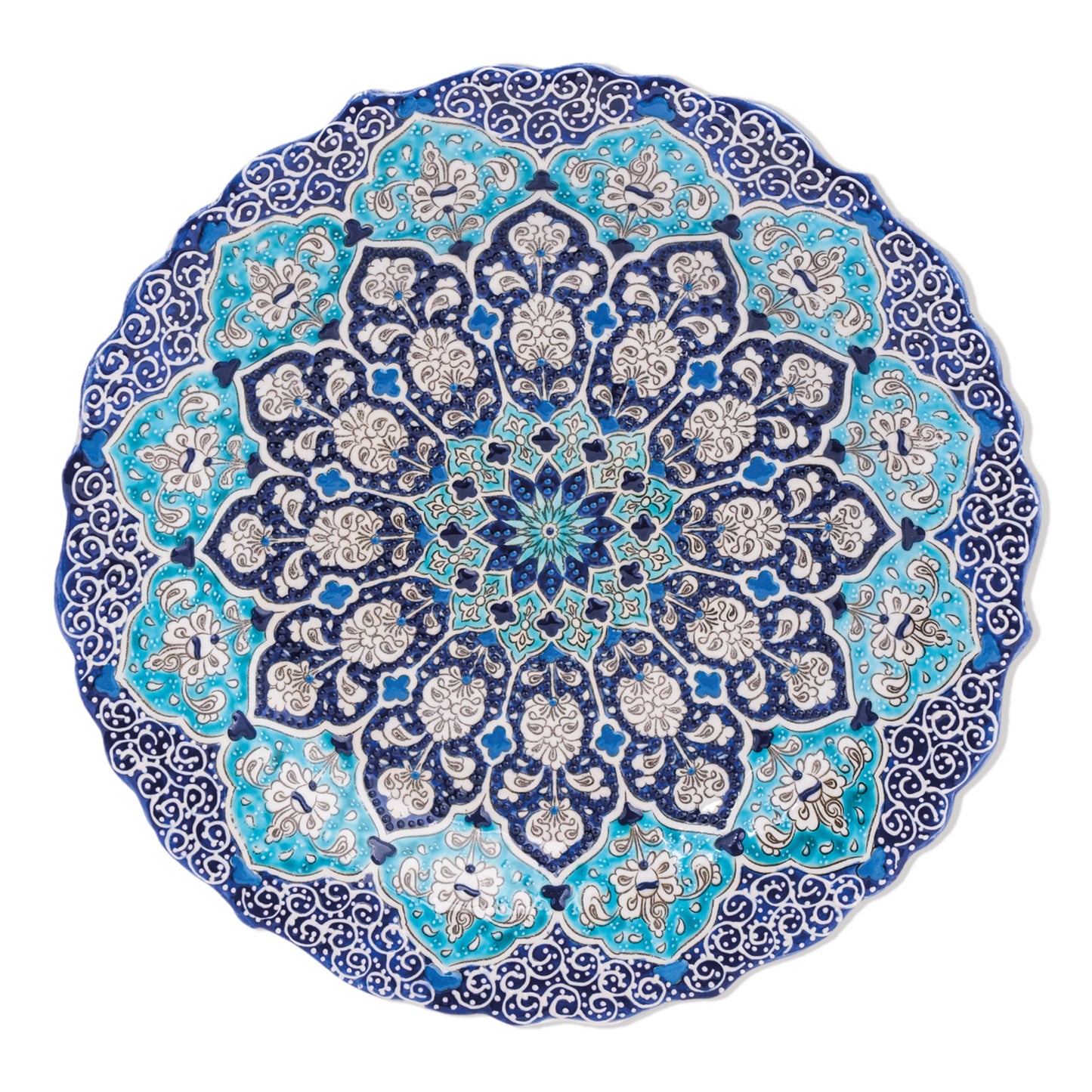 Ceramic Decorative Plate, Sapphire Blossom Decorative Plate