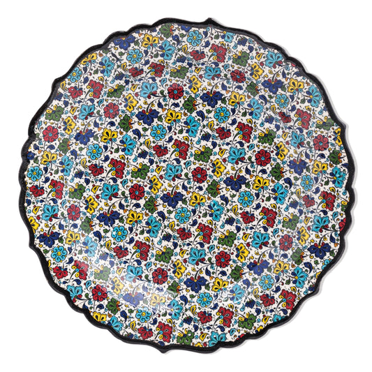 Ceramic Decorative Plate, Floral Mosaic Decorative Plate