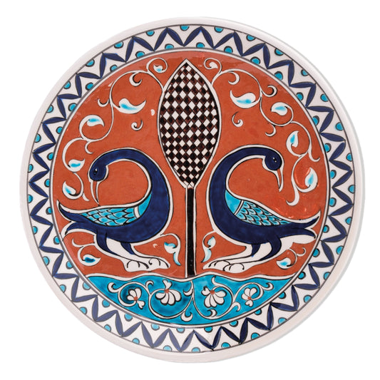 Ceramic Decorative Plate, Twin Peacocks Decorative Plate