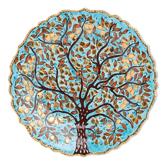 Ceramic Decorative Plate, Prosperity Tree Decorative Plate, Decorative Golden Plate