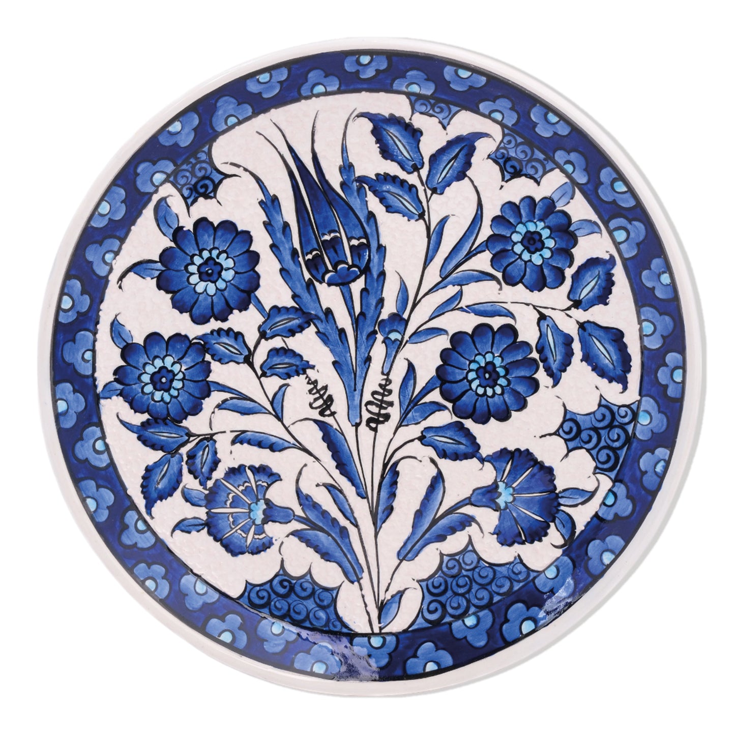Ceramic Decorative Plate, Sapphire Blooms Decorative Plate
