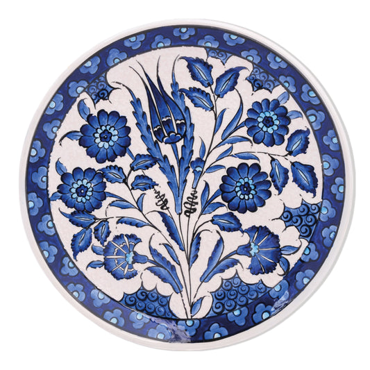 Ceramic Decorative Plate, Sapphire Blooms Decorative Plate