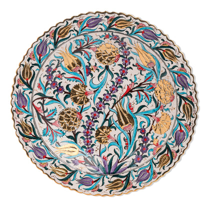 Ceramic Decorative Plate, Tulip Symphony Decorative Plate, Decorative Golden Plate