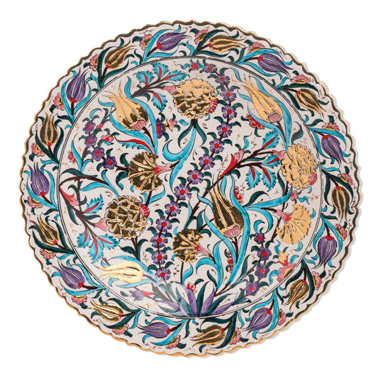 Ceramic Decorative Plate, Tulip Symphony Decorative Plate, Decorative Golden Plate