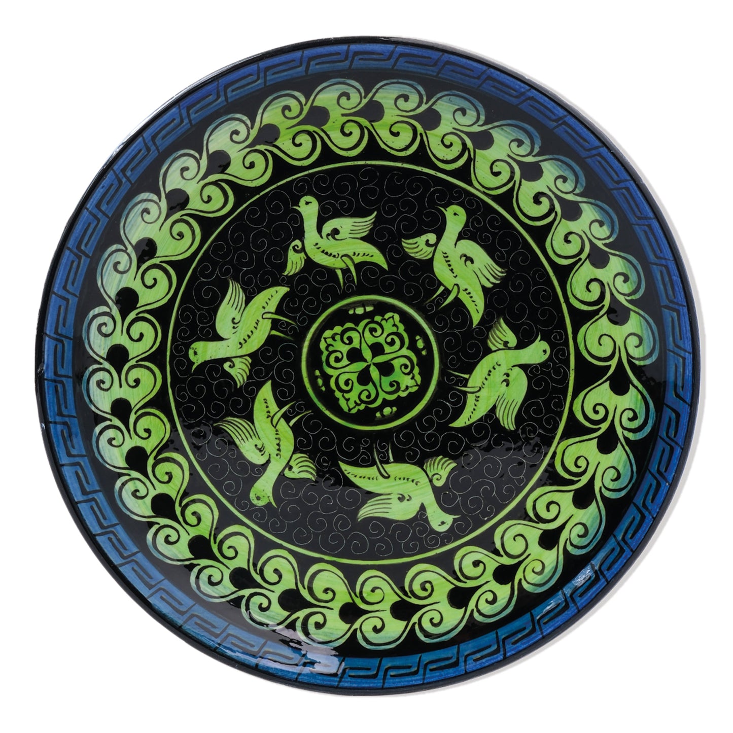 Ceramic Decorative Plate, Emerald Birds Decorative Plate