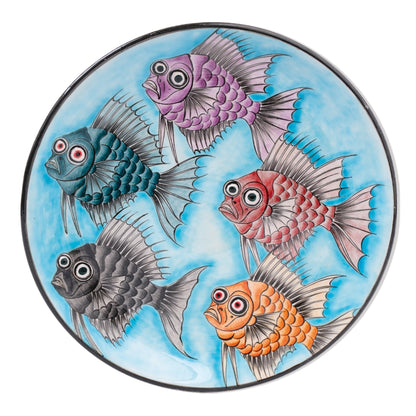 Ceramic Decorative Plate, Whimsical Fishes Decorative Plate