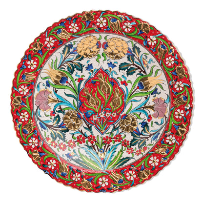 Ceramic Decorative Plate, Ottoman Bloom Decorative Plate, Decorative Golden Plate
