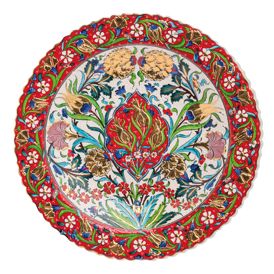 Ceramic Decorative Plate, Ottoman Bloom Decorative Plate, Decorative Golden Plate