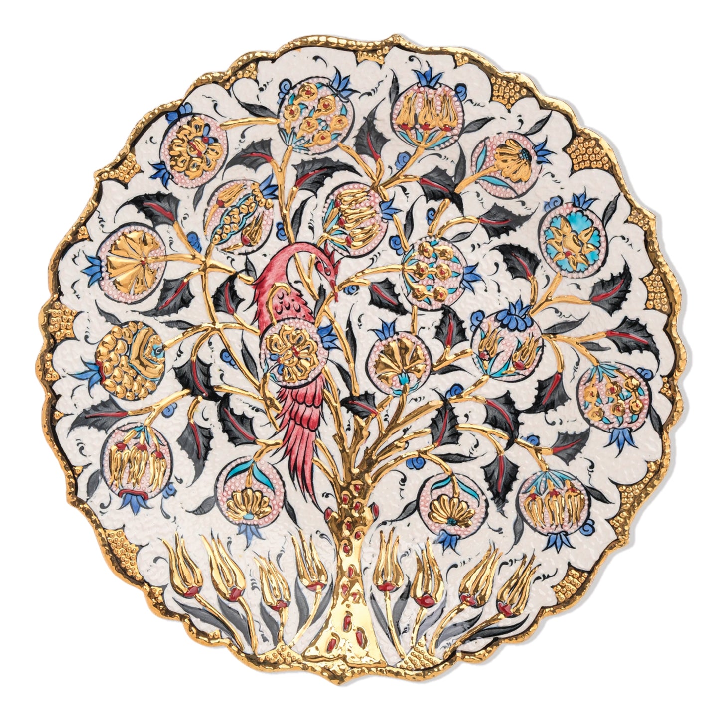 Ceramic Decorative Plate, Eternal Blossom Decorative Plate, Decorative Golden Plate