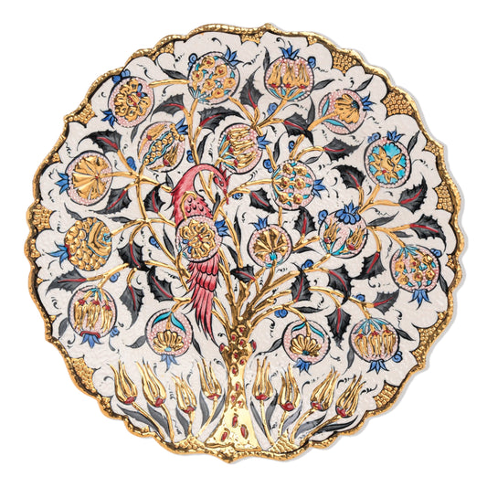 Ceramic Decorative Plate, Eternal Blossom Decorative Plate, Decorative Golden Plate