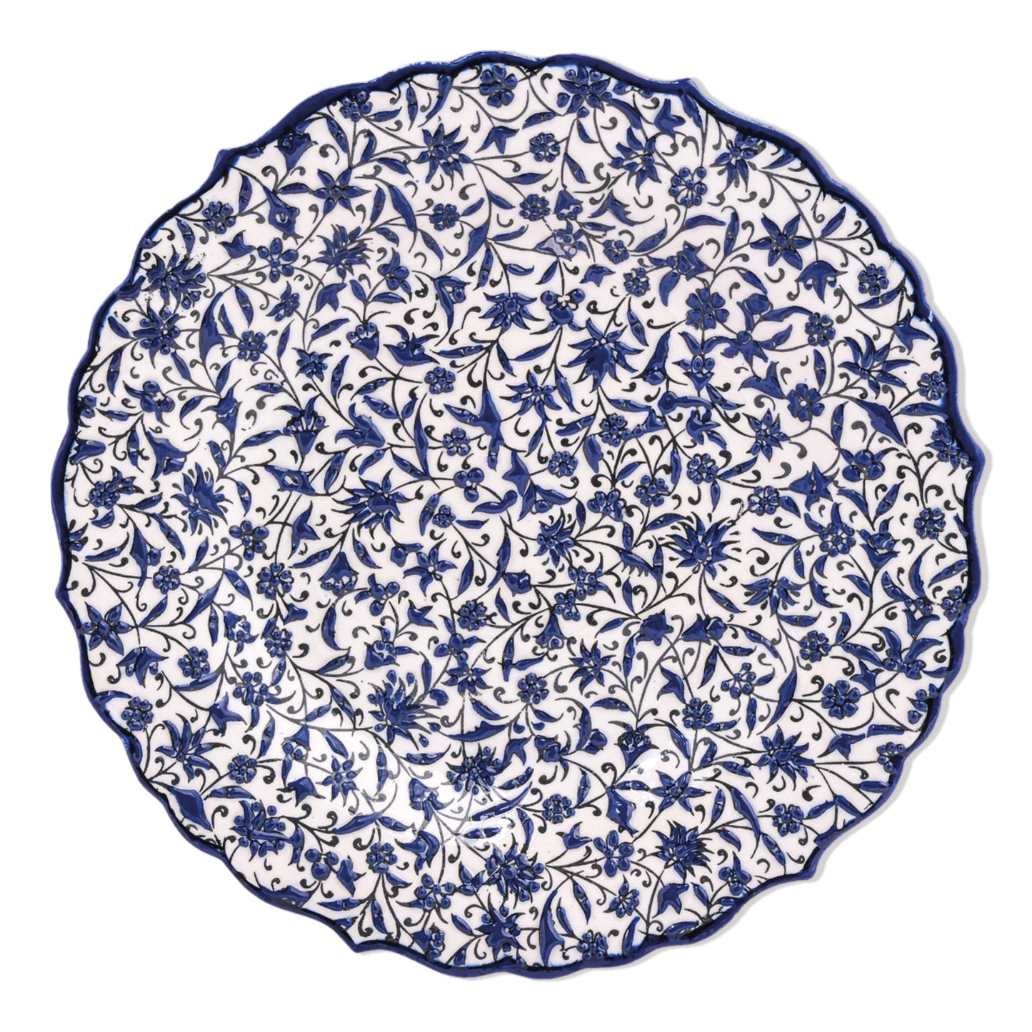 Ceramic Decorative Plate, Indigo Vines Decorative Plate