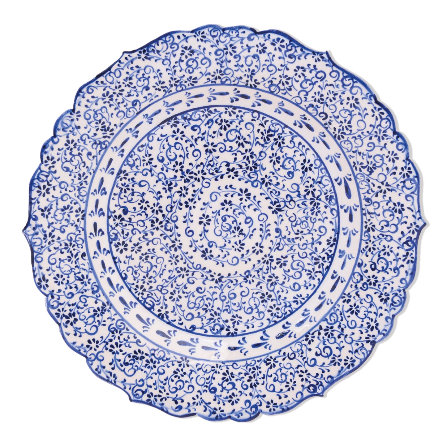 Ceramic Decorative Plate, Sapphire Vine Decorative Plate