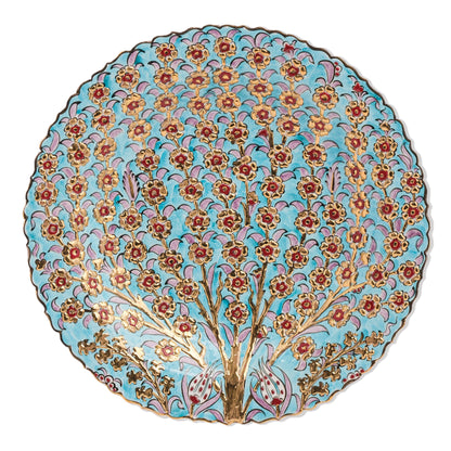 Ceramic Decorative Plate, Floral Canopy Decorative Plate, Decorative Golden Plate