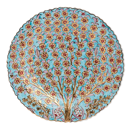 Ceramic Decorative Plate, Floral Canopy Decorative Plate, Decorative Golden Plate