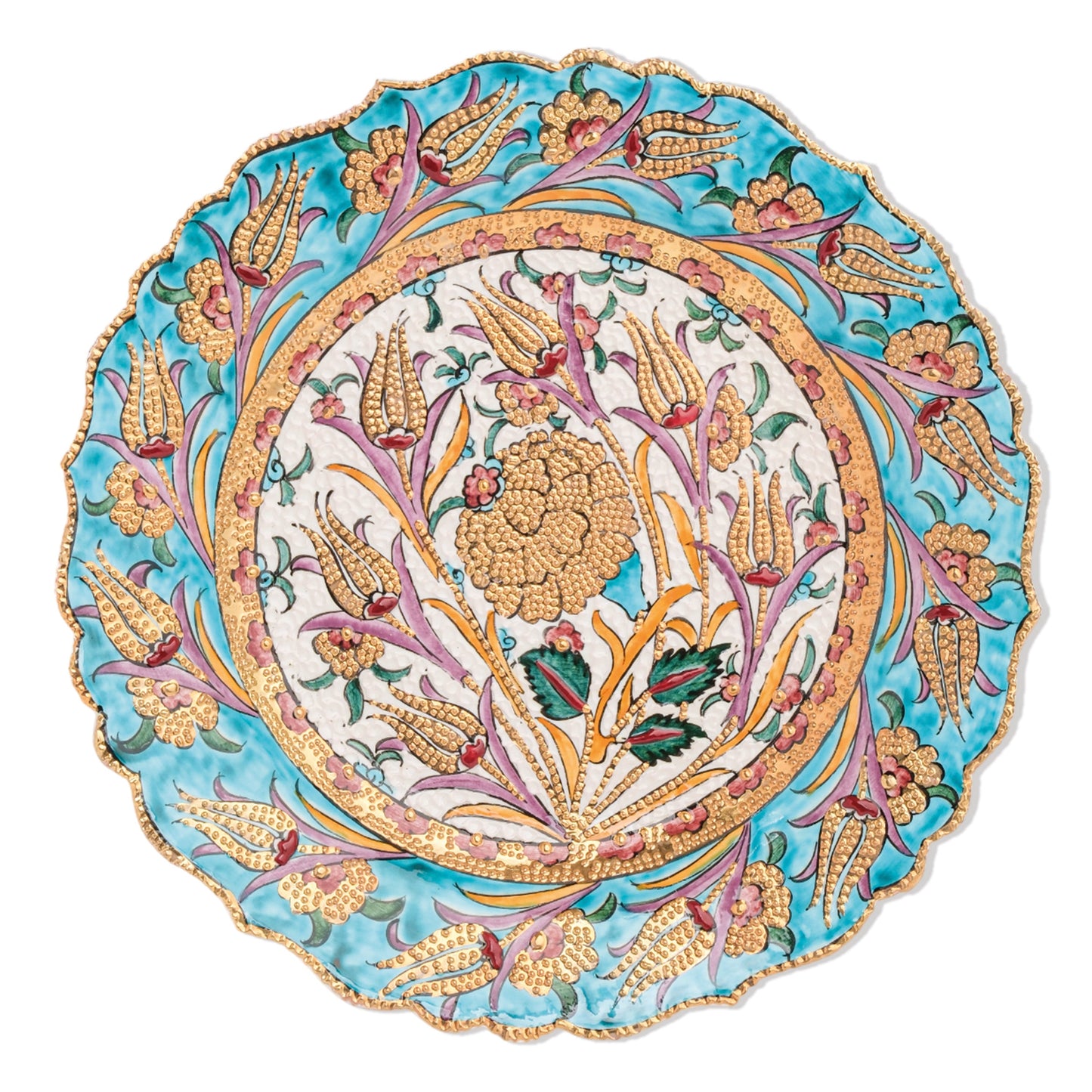 Ceramic Decorative Plate, Harvest Bloom Decorative Plate, Decorative Golden Plate