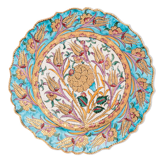 Ceramic Decorative Plate, Harvest Bloom Decorative Plate, Decorative Golden Plate