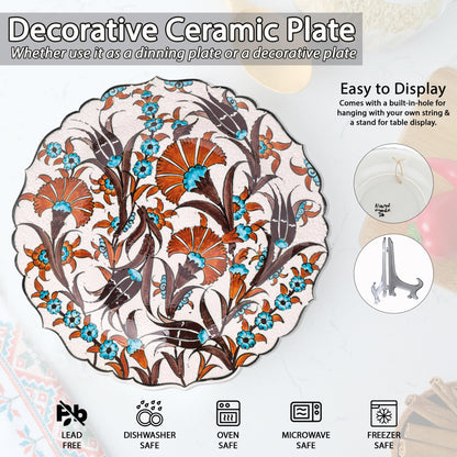Ceramic Decorative Plate, Rustic Bloom Decorative Plate