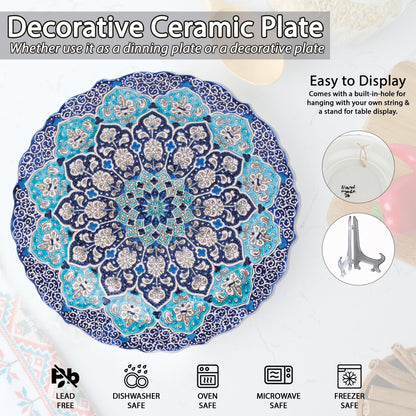 Ceramic Decorative Plate, Sapphire Blossom Decorative Plate